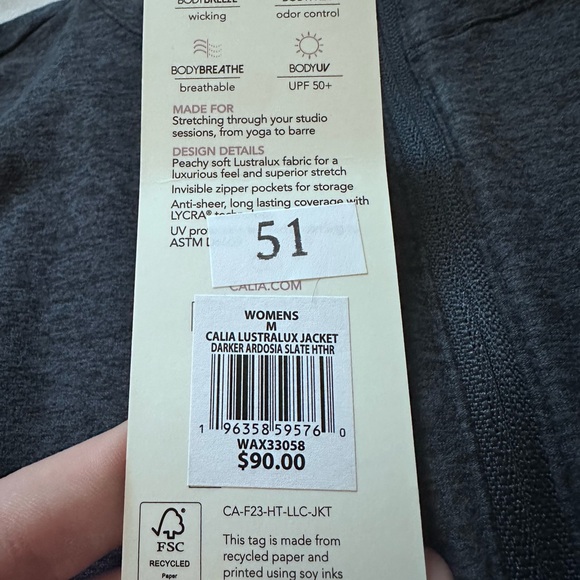 NWT! CALIA Lustralux Full Zip Jacket- Size M - Picture 2 of 7